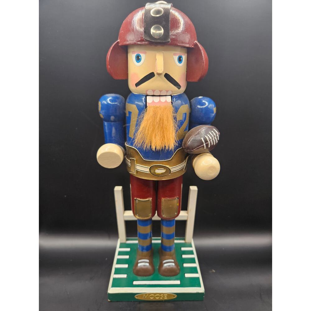 Vintage 12" Moose Football Player Nutcracker The Bombay Co. 1998 w/ Box *E*